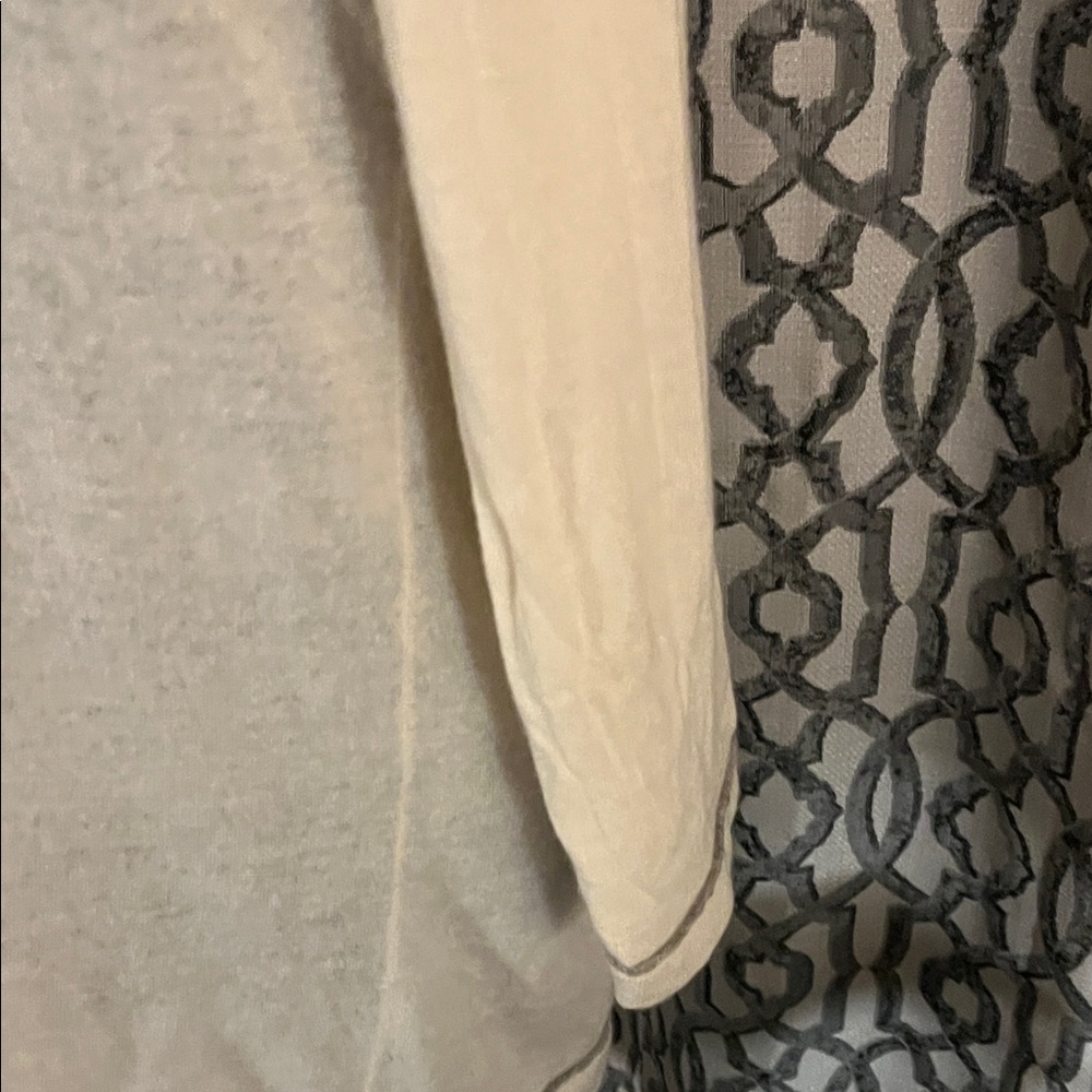 Chic Cream and Gray Cashmere Open-Front Cardigan - Picture 8 of 13